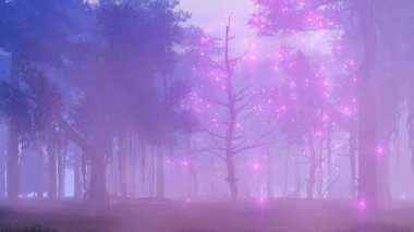 Peri firefly ışıkları gece orman 4k fantezi animasyon