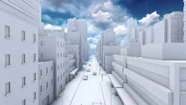 Abstracto blanco 3D ciudad calle tráfico 4K lapso de tiempo — Vídeos de Stock