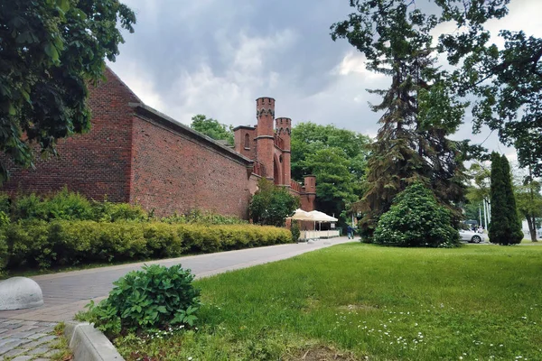 Exterior Red Brick Wall Rossgarten Gate Old Medieval City Gate — Stock Photo, Image