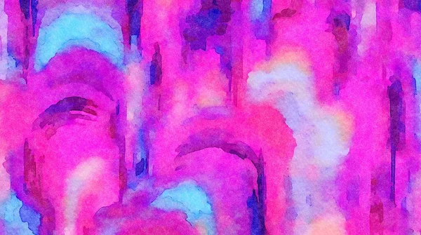 Abstract modern painting background in vibrant psychedelic colors. Close up of artwork in wet watercolor style with expressive flowing shapes. Digital art painted from my own fractal render.