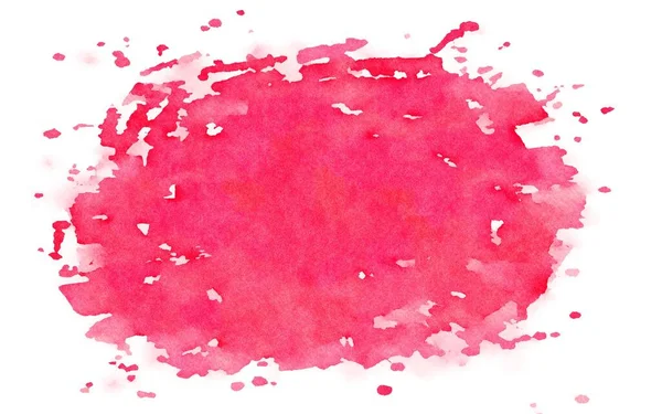 Tinta Vermelha Rosa Pintada Mão Abstrata Mancha Aquarela Fundo Branco — Fotografia de Stock