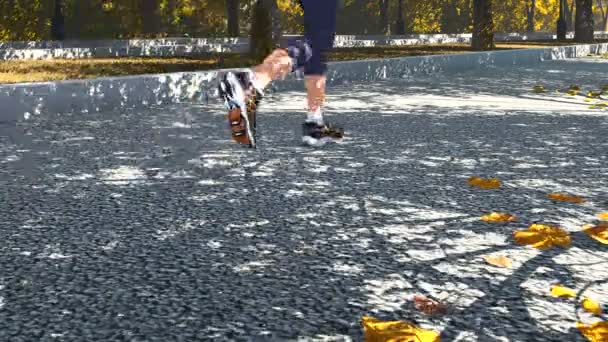 Runner's fot i sneakers på nära håll — Stockvideo