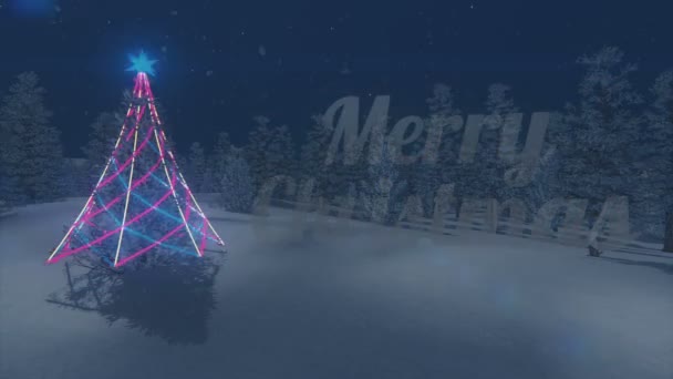 Yanıp sönen Merry Christmas ve Noel ağacı Loop-able — Stok video