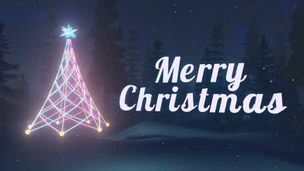 Animated Merry Christmas at dark night. Loop-able — Stock Video