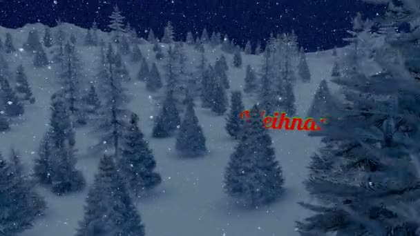 Rosso e verde Weihnachten tra abeti rossi innevati — Video Stock