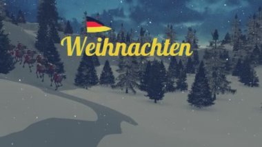 Kar yağışı gece Almanya bayrağı ile Weihnachten metin