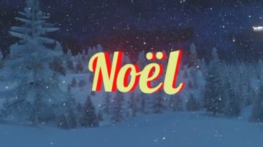 Karlı bir gece ormanında Animasyonlu Noel metni