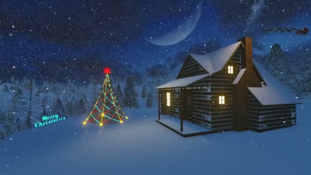 Texte animé Joyeux Noël dans une forêt nocturne