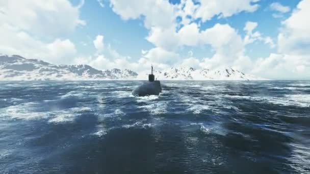 Russian nuclear-powered submarine at the northern waters — Stock Video