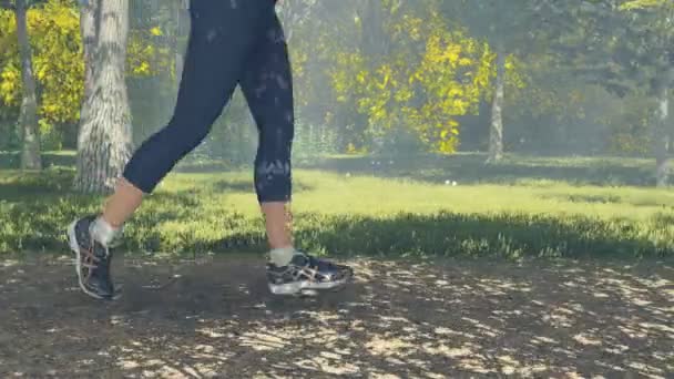 Бігун ноги і ноги в дії крупним планом — стокове відео