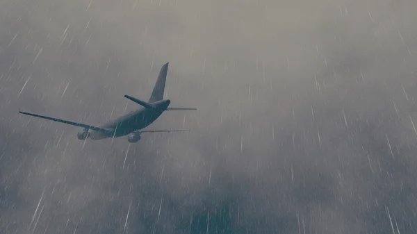 Avião voa através de uma tempestade 4 — Fotografia de Stock