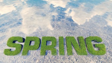 Taze ot bir su akışı 2 arasında yapılan bahar metin