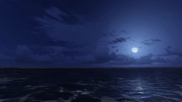 별이 빛나는 밤 하늘 아래 잔잔한 바다 — 스톡 사진