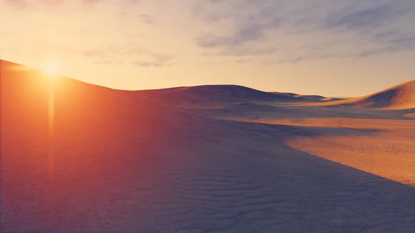 Slunce zapadá za pouštní duny — Stock fotografie