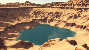 Canyon lake kırmızı kayaların arasında. Üstten Görünüm