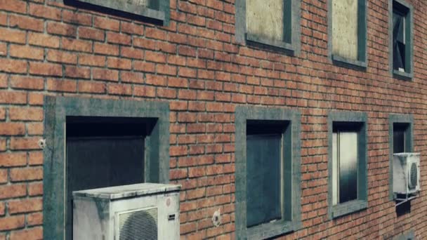 Zbořená cihlová stěna budovy ve výšce — Stock video