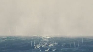 Ufuk fırtınalı okyanus üzerinden için geceleri hareket