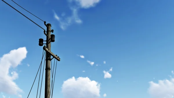 Słup elektryczny przeciw błękitne niebo z bliska — Zdjęcie stockowe