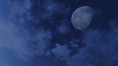 Bulutlu gökyüzü ile bir yarım ay