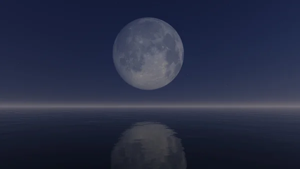 Pleine lune au-dessus de la surface du miroir — Photo