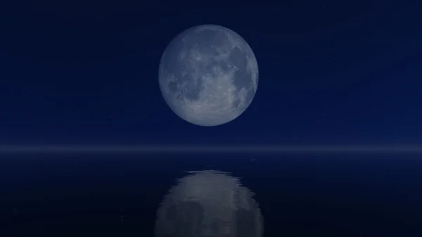 Grande luna piena sopra l'acqua calma — Foto Stock