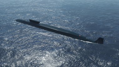 Russian nuclear submarine Borei at sea clipart