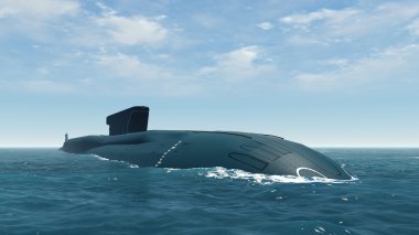 Russian Borei class submarine close up clipart