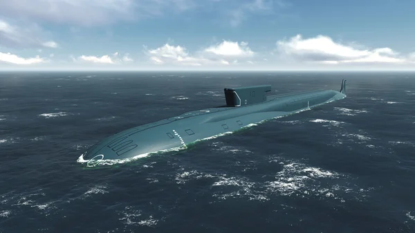 Submarino nuclear russo flutuante no mar — Fotografia de Stock