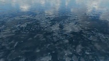 Donmuş su yüzeyine yakın çekim üzerinde uçuş