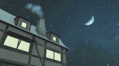 Kar yağışı gece yasaktır baca ile ev