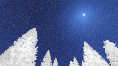 Gece gökyüzü karşı karlı köknar ağaç tepelerinin aramak