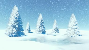 Basit kış manzarası ile ilk kar yağışı, snowbanks arasında