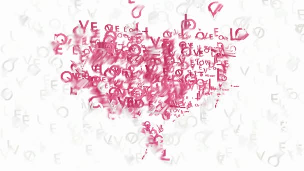 Symbole coeur réalisé par des mots animés Amour 