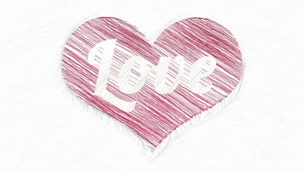 Dessin d'amour à l'intérieur animation coeur rouge 