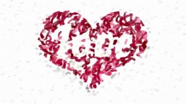 Word Love inside heart abstract painting