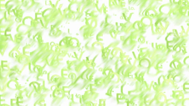 Animated green words Love abstract background — Stock Video