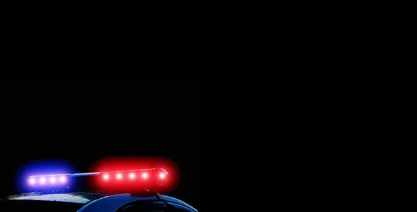 警察の車のストロベライトバー 赤と青のライト 事故や犯罪の現場 あなたのデザインのためのコピースペースと警察のパトロールバナー — ストック写真