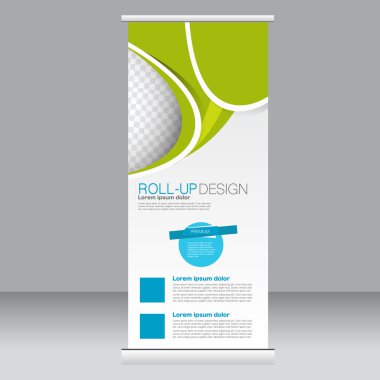Afiş olarak topla hazır şablon. Arka plan tasarım, iş, eğitim, reklam için. Mavi ve yeşil renk. Vektör çizim.