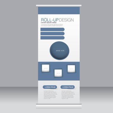Afiş olarak topla hazır şablon. Arka plan tasarım, iş, eğitim, reklam için. Mavi renk. Vektör çizim.