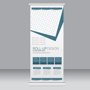 Afiş olarak topla hazır şablon. Arka plan tasarım, iş, eğitim, reklam için. Mavi renk. Vektör çizim.