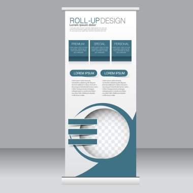 Afiş olarak topla hazır şablon. Arka plan tasarım, iş, eğitim, reklam için. Mavi renk. Vektör çizim.