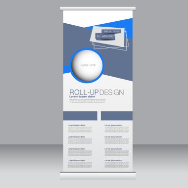 Afiş olarak topla hazır şablon. Arka plan tasarım, iş, eğitim, reklam için. Mavi renk. Vektör çizim.