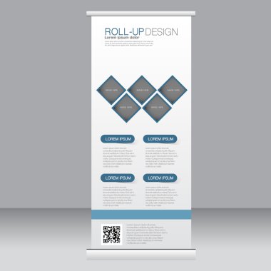 Afiş olarak topla hazır şablon. Arka plan tasarım, iş, eğitim, reklam için. Mavi renk. Vektör çizim.