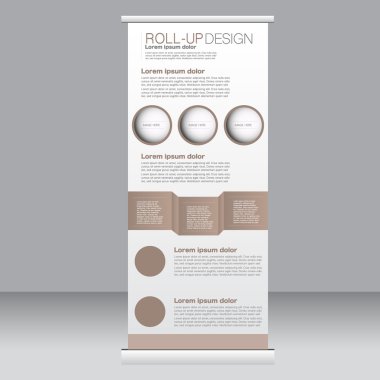 Afiş olarak topla hazır şablon. Arka plan tasarım, iş, eğitim, reklam için. Kahverengi renk. Vektör çizim.