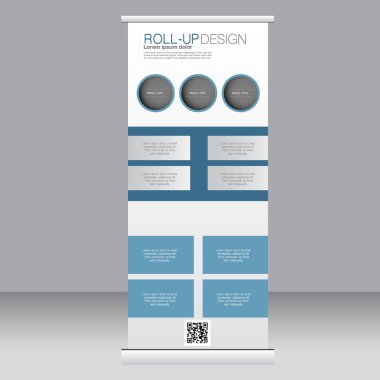Afiş olarak topla hazır şablon. Arka plan tasarım, iş, eğitim, reklam için. Mavi renk. Vektör çizim.