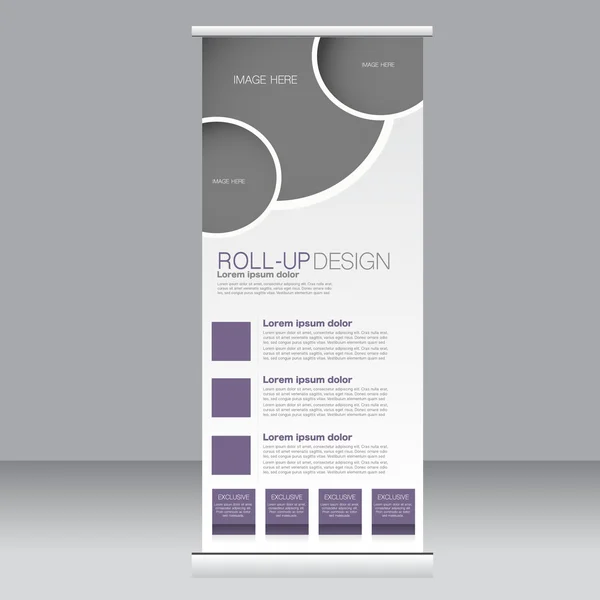 Roll up banner stand template. Abstract background for design,  business, education, advertisement. Purple color. Vector  illustration. — Stock Vector