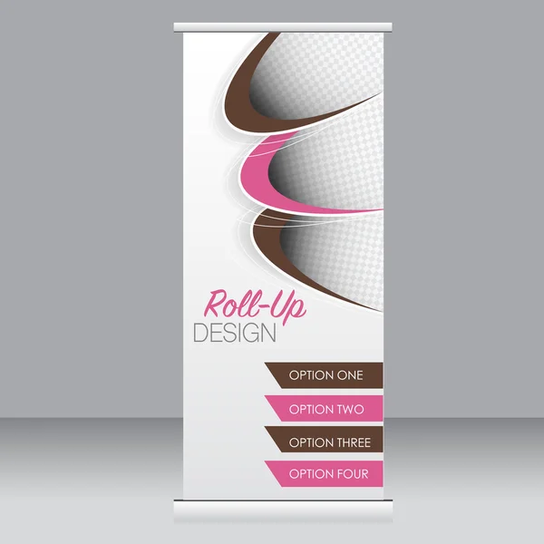 Συνάθροιση πανό stand πρότυπο. Αφηρημένα φόντο για σχεδιασμό, επιχειρήσεις, εκπαίδευση, διαφήμιση. Ροζ και καφέ χρώμα. Vector εικονογράφηση. — Διανυσματικό Αρχείο