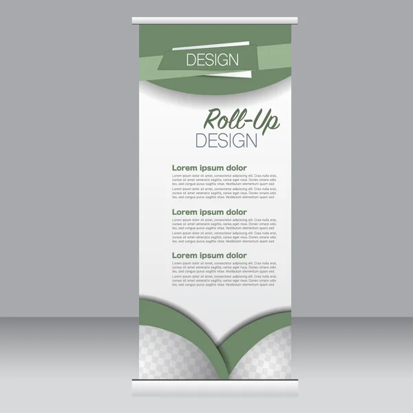 Roll-up banner állvány sablon. Absztrakt háttér a tervezési, business, oktatás, reklám. Zöld színű. Vektoros illusztráció. — Stock Vector