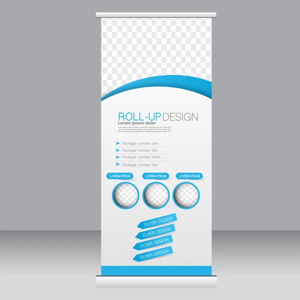 Roll up banner stand template. Abstract background for design,  business, education, advertisement. Blue color. Vector  illustration. — Stock Vector