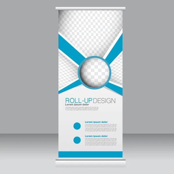 Roll-up banner állvány sablon. Absztrakt háttér a tervezési, business, oktatás, reklám. Kék színű. Vektoros illusztráció. — Stock Vector